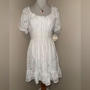 NWT Altar’d State White Mini Dress with Bow Front,Size-Medium